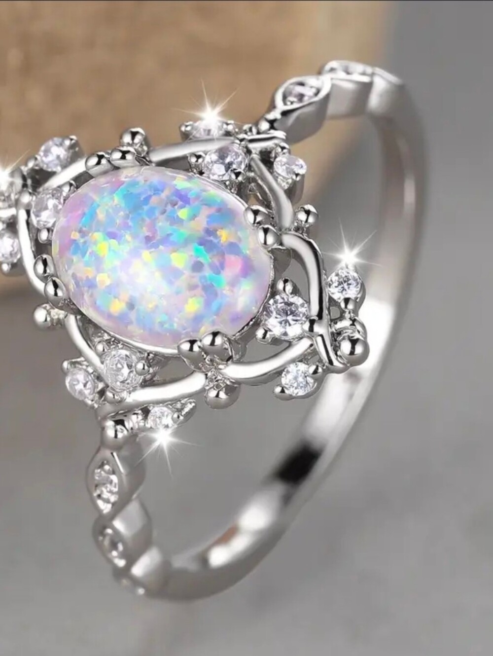 $8 Each Or Bundle 5/$20 Sterling Silver Opal Halo Silver Ring